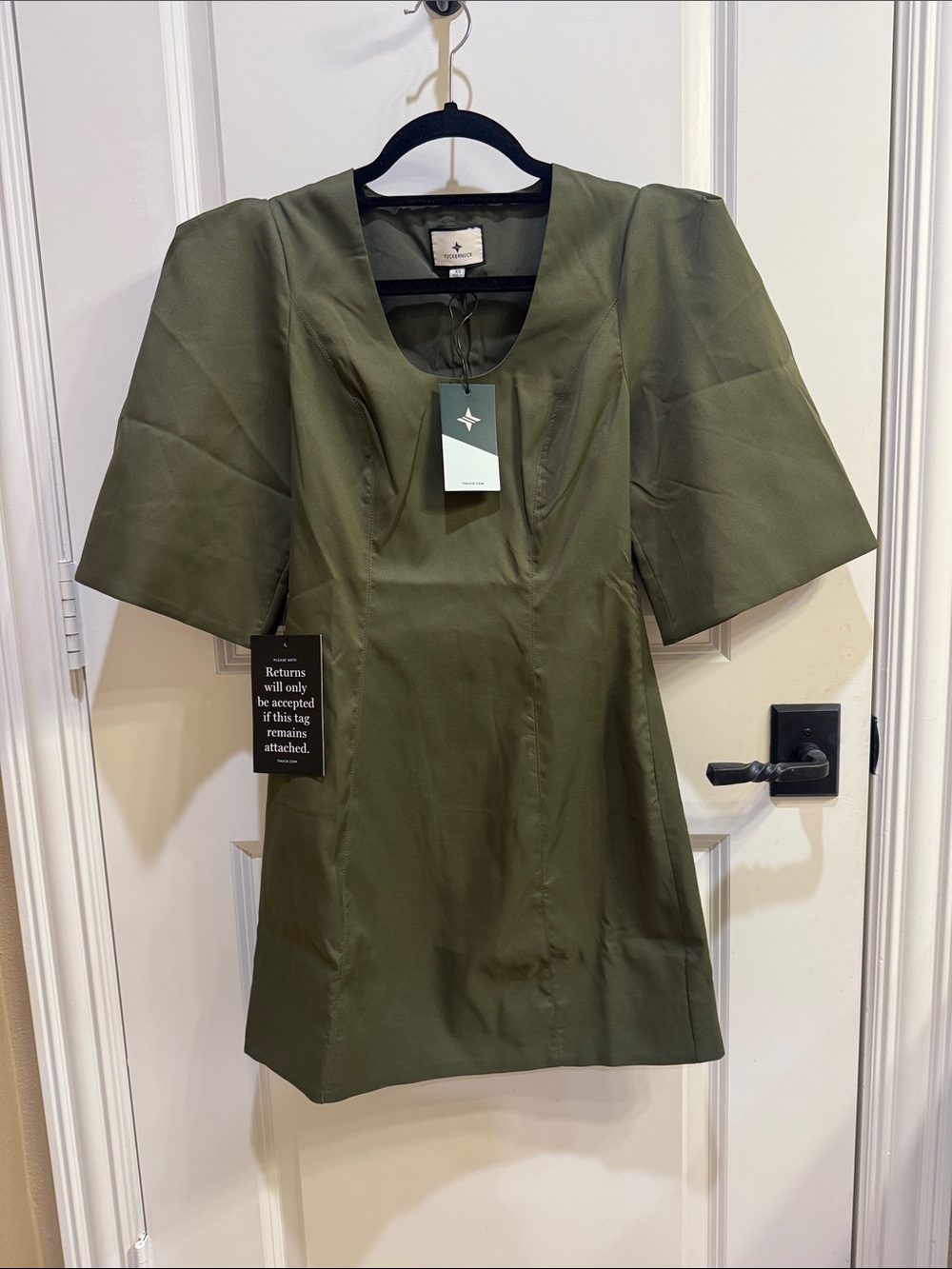 Tuckernuck Olive Green Short-Sleeve Shift Mini Dress